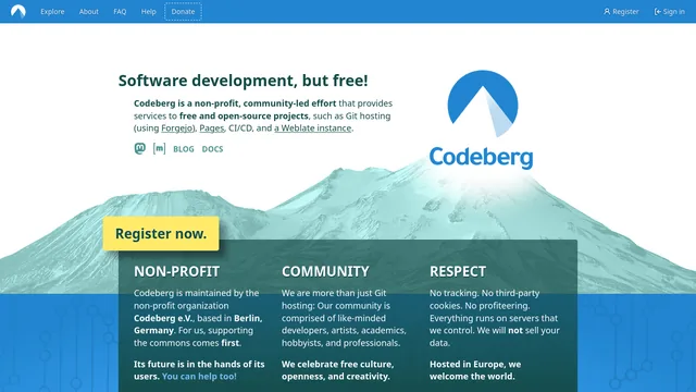Главная страница Codeberg