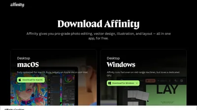 Главная страница Affinity
