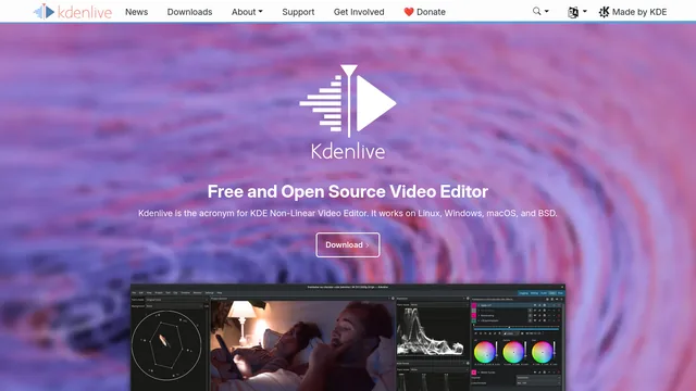 Главная страница Kdenlive