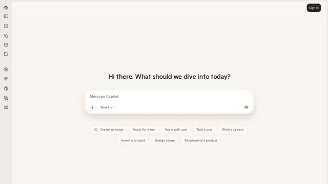 Главная страница Microsoft Copilot