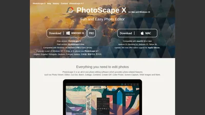 Главная страница PhotoScape X