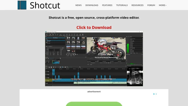 Главная страница Shotcut