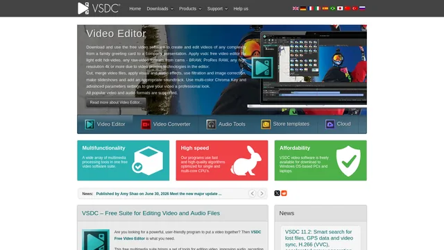 Главная страница VSDC Free Video Editor