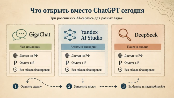 Схема сценариев с продуктами: Что открыть вместо ChatGPT сегодня