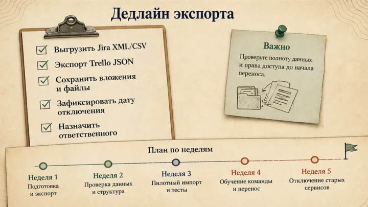 Чеклист миграции / действий: Зафиксируйте дедлайн, пока экспорт ещё доступен