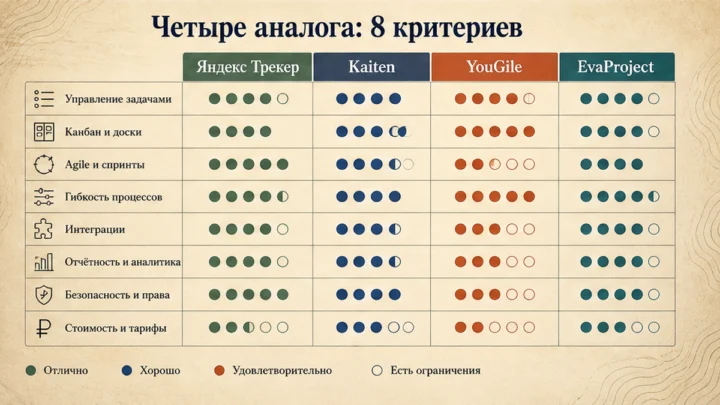 Таблица сравнения сервисов: Сравните аналоги для бывшей Jira