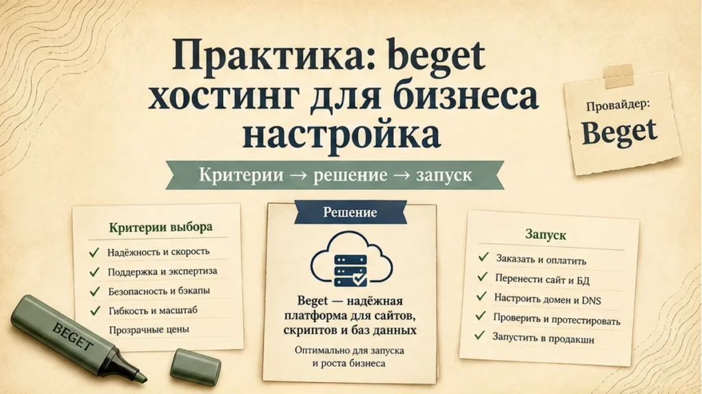 Редакционная обложка: Практика: beget хостинг для бизнеса настройка