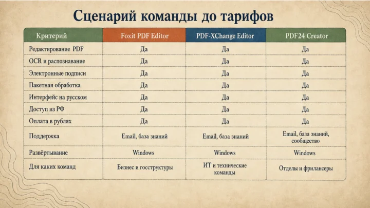 Таблица сравнения сервисов: Зафиксируйте, что теряете при уходе с Acrobat