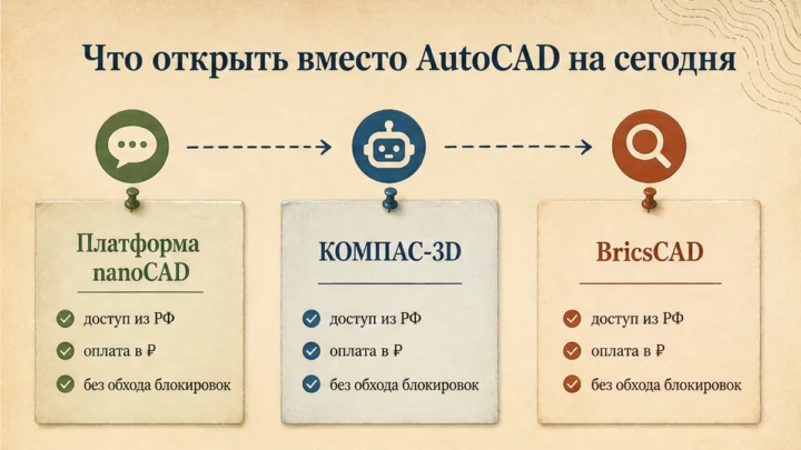 Схема сценариев с продуктами: Что открыть вместо AutoCAD на сегодня