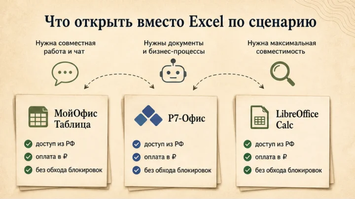 Схема сценариев с продуктами: Что открыть вместо Excel по сценарию