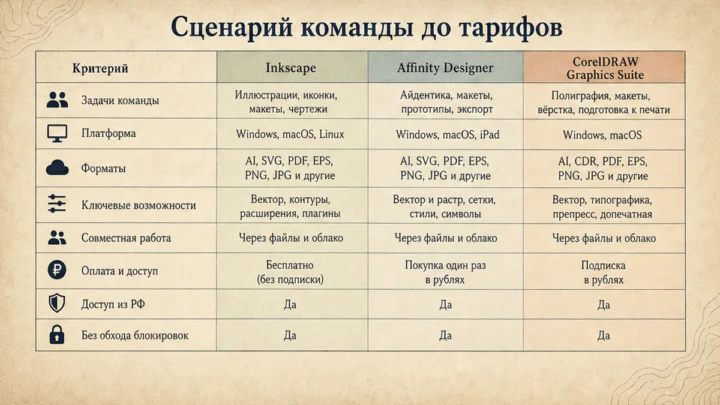 Таблица сравнения сервисов: Зафиксируйте, что вы теряете при уходе с Illustrator