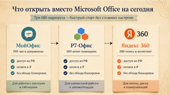 Схема сценариев с продуктами: Что открыть вместо Microsoft Office на сегодня