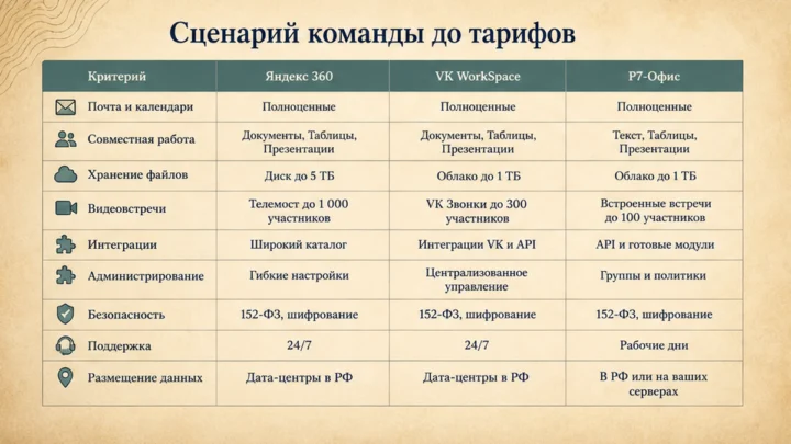 Таблица сравнения сервисов: Зафиксируйте, что именно вы теряете при уходе с Outlook