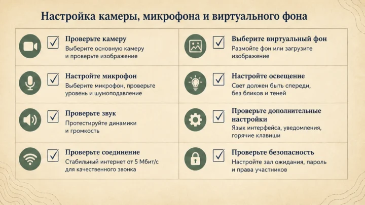 Чеклист миграции / действий: Настройка камеры, микрофона и виртуального фона