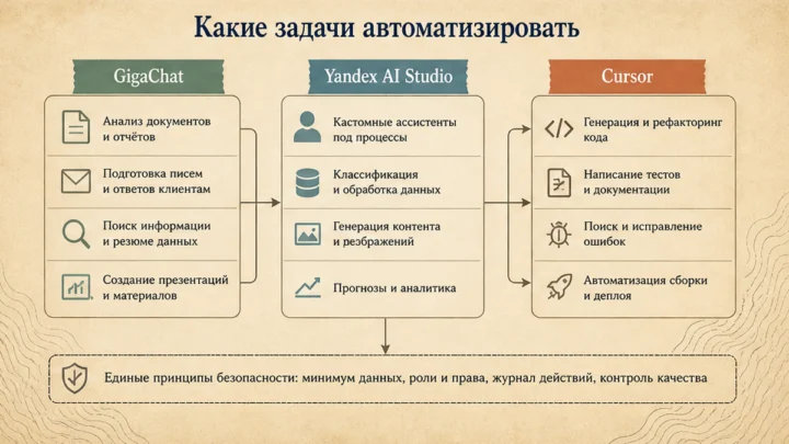 Схема сценариев с продуктами: Какие задачи автоматизировать