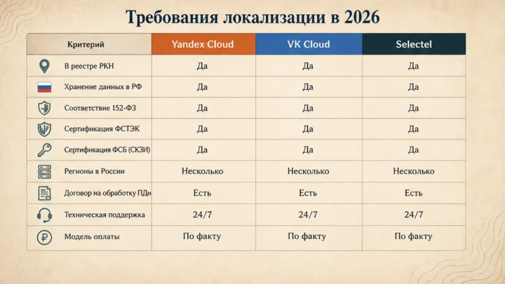 Таблица сравнения сервисов: Требования локализации в 2026