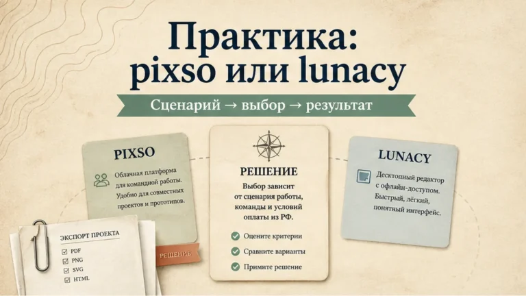 Редакционная обложка: Практика: pixso или lunacy